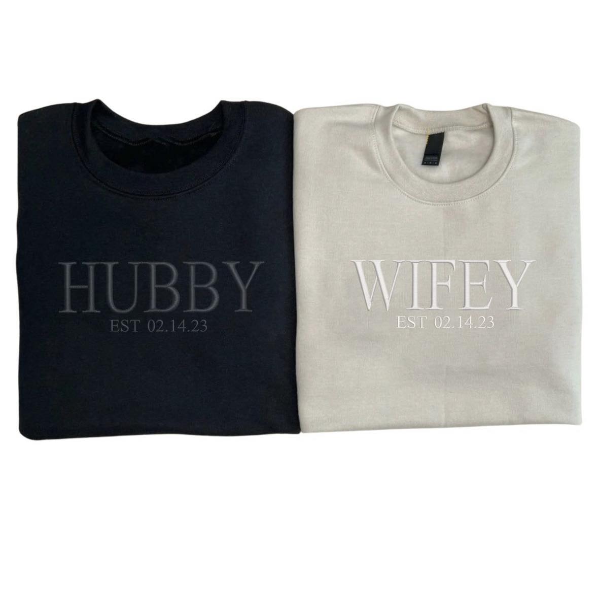 WIFEY+Date customizable crewnecks