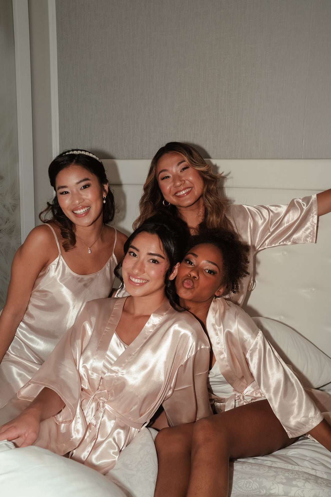 Embroidered Slip on dress and robes - Bride and Bridesmaids