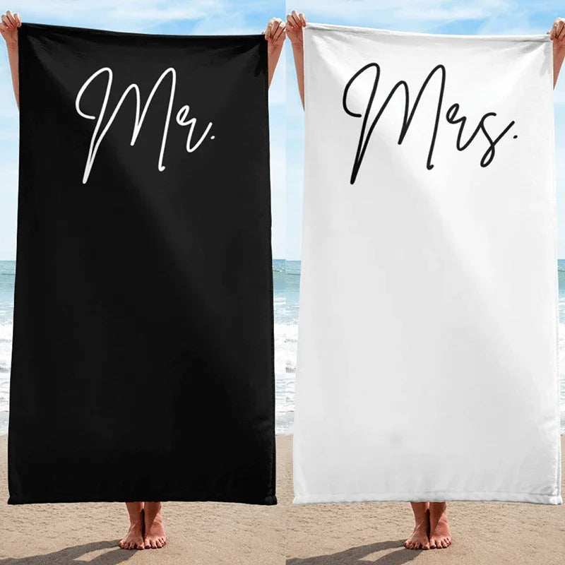 Mr Mrs bride groom Beach Towel