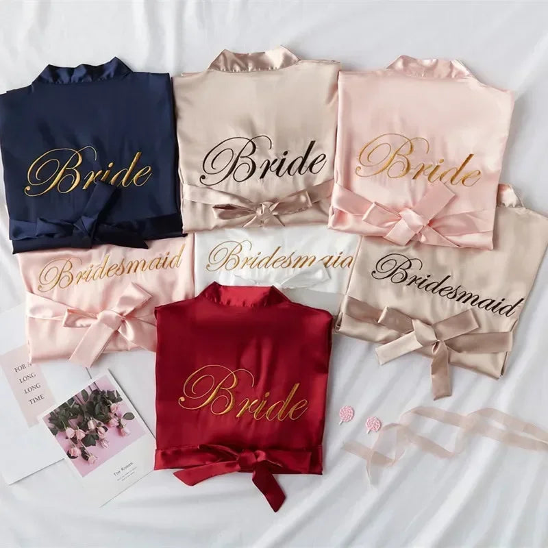 Embroidered Slip on dress and robes - Bride and Bridesmaids