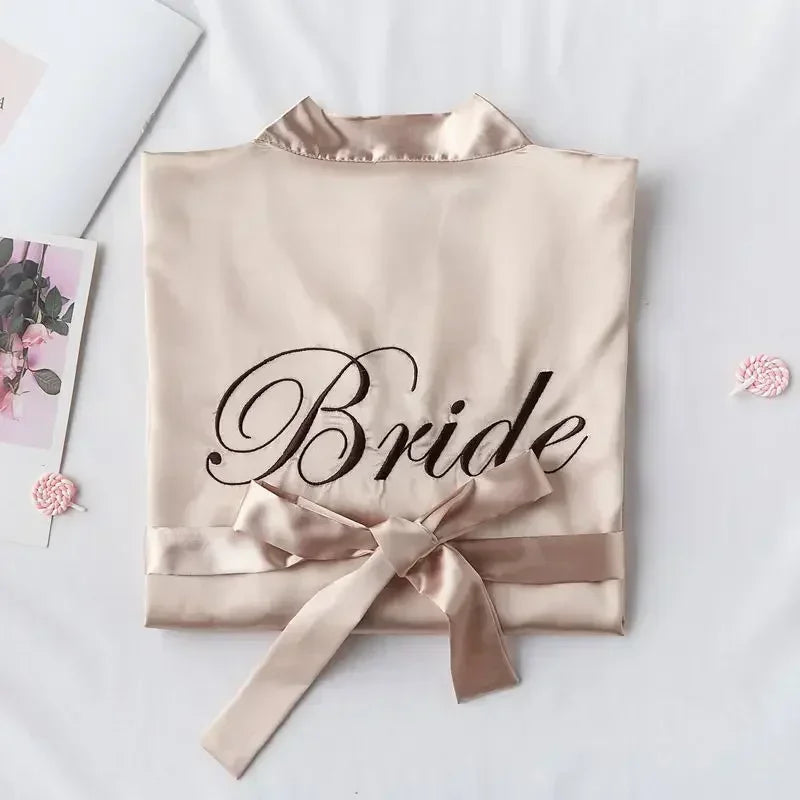 Embroidered Slip on dress and robes - Bride and Bridesmaids