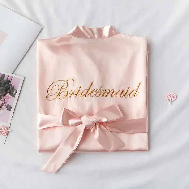 Embroidered Slip on dress and robes - Bride and Bridesmaids