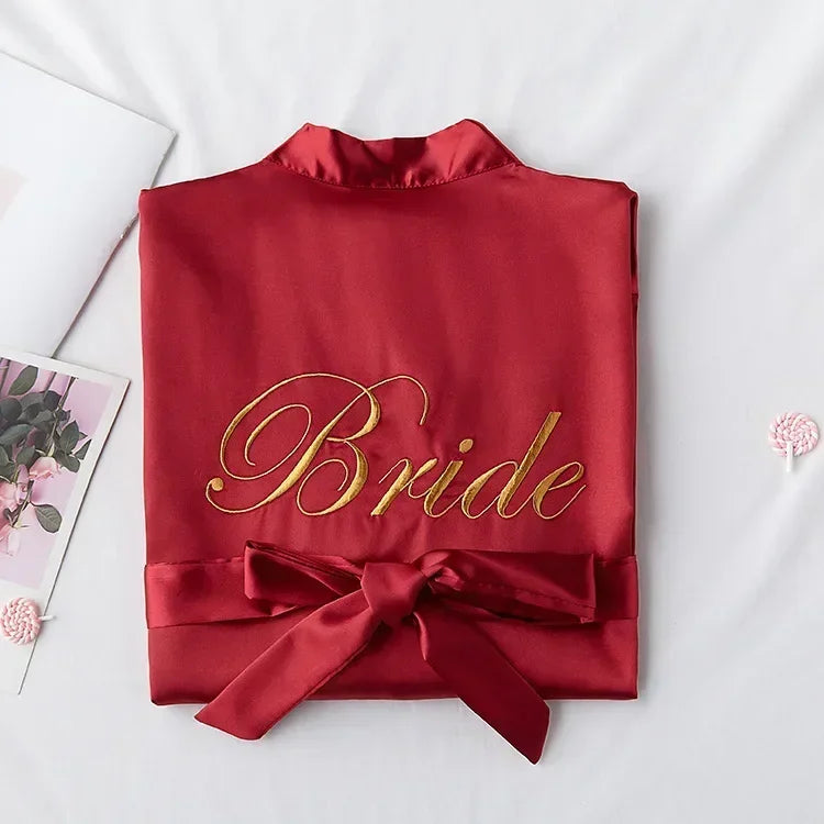 Embroidered Slip on dress and robes - Bride and Bridesmaids