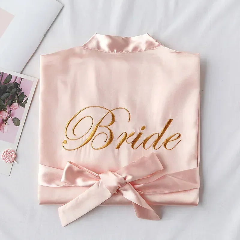 Embroidered Slip on dress and robes - Bride and Bridesmaids