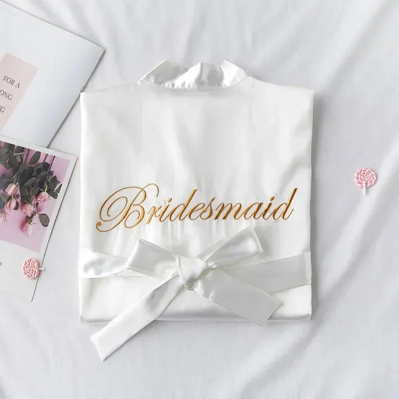 Embroidered Slip on dress and robes - Bride and Bridesmaids