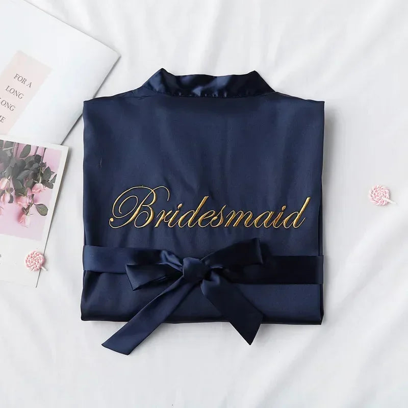 Embroidered Slip on dress and robes - Bride and Bridesmaids