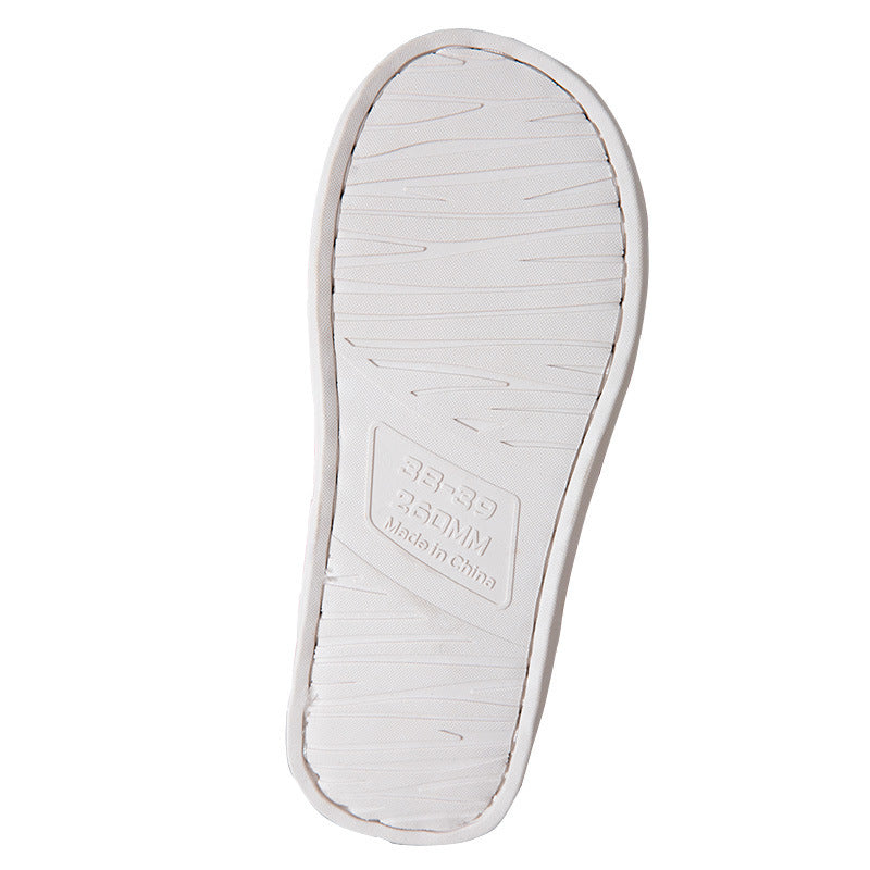 White Fur Cross Interior Home Cotton Slippers