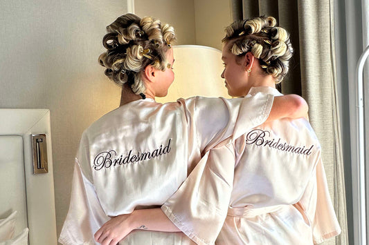 Embroidered Slip on dress and robes - Bride and Bridesmaids
