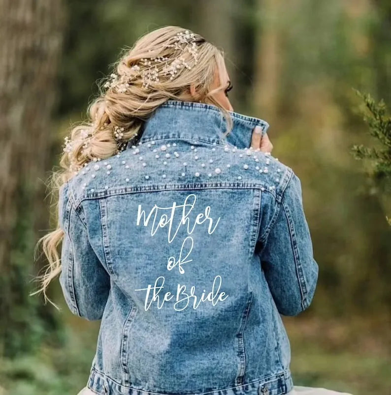 Customizable Ladies Pearl Denim Jacket