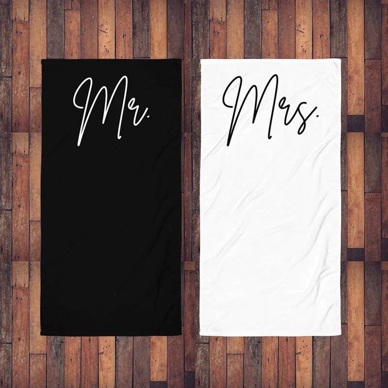 Mr Mrs bride groom Beach Towel