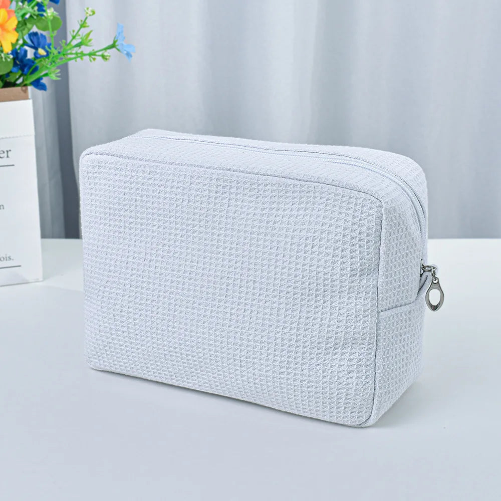 Personalized waffle makeup pouch