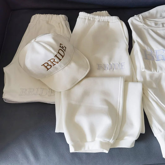 Embroidered Bride crewneck, shorts and bag set