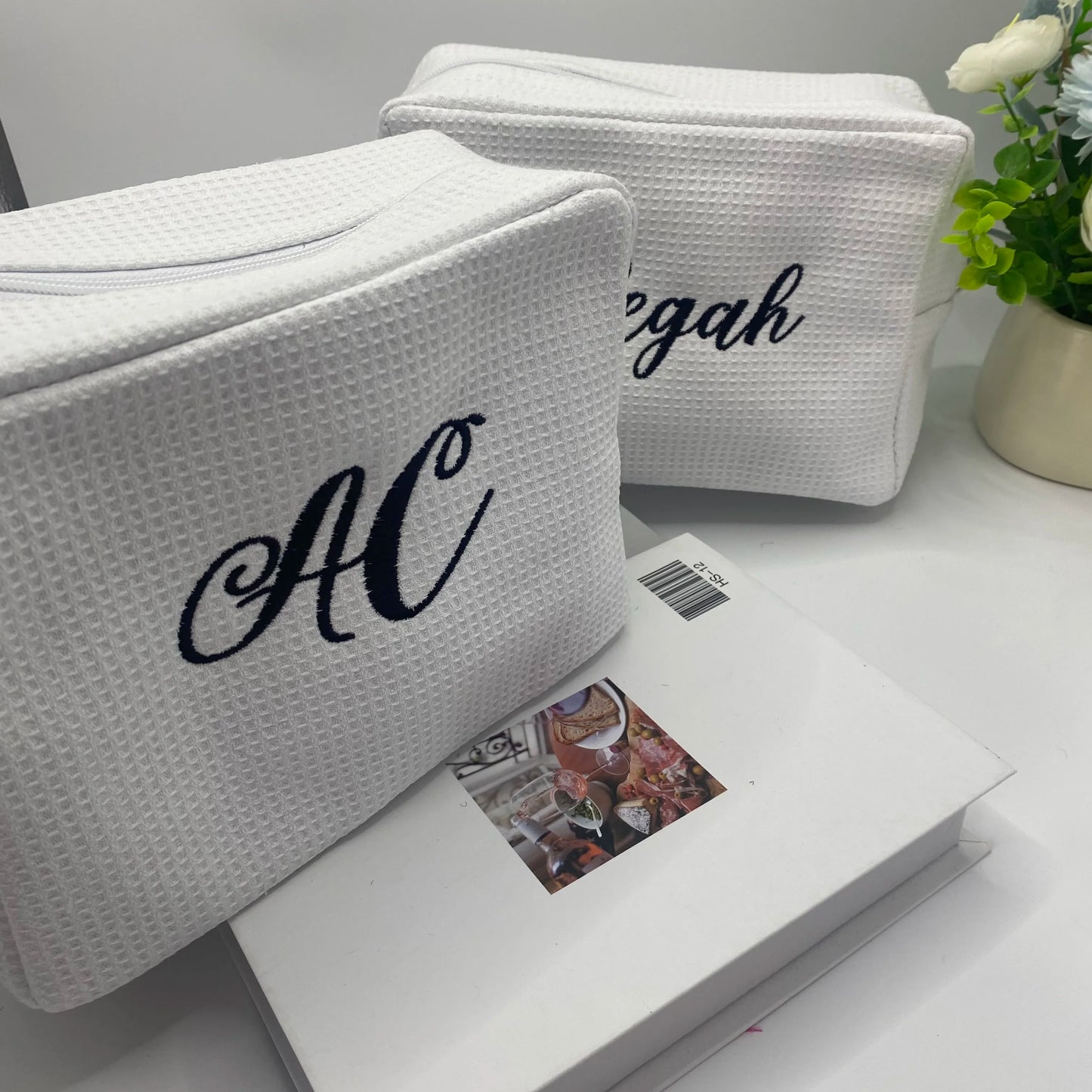 Personalized waffle makeup pouch