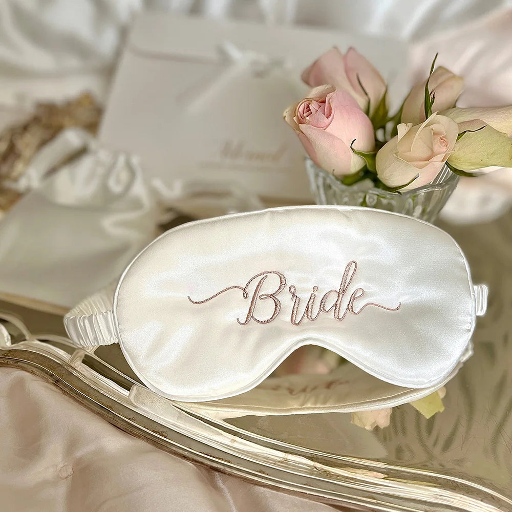 Personalized Sleeping Eye Mask Silk - Embroidered Bride  Bridesmaid