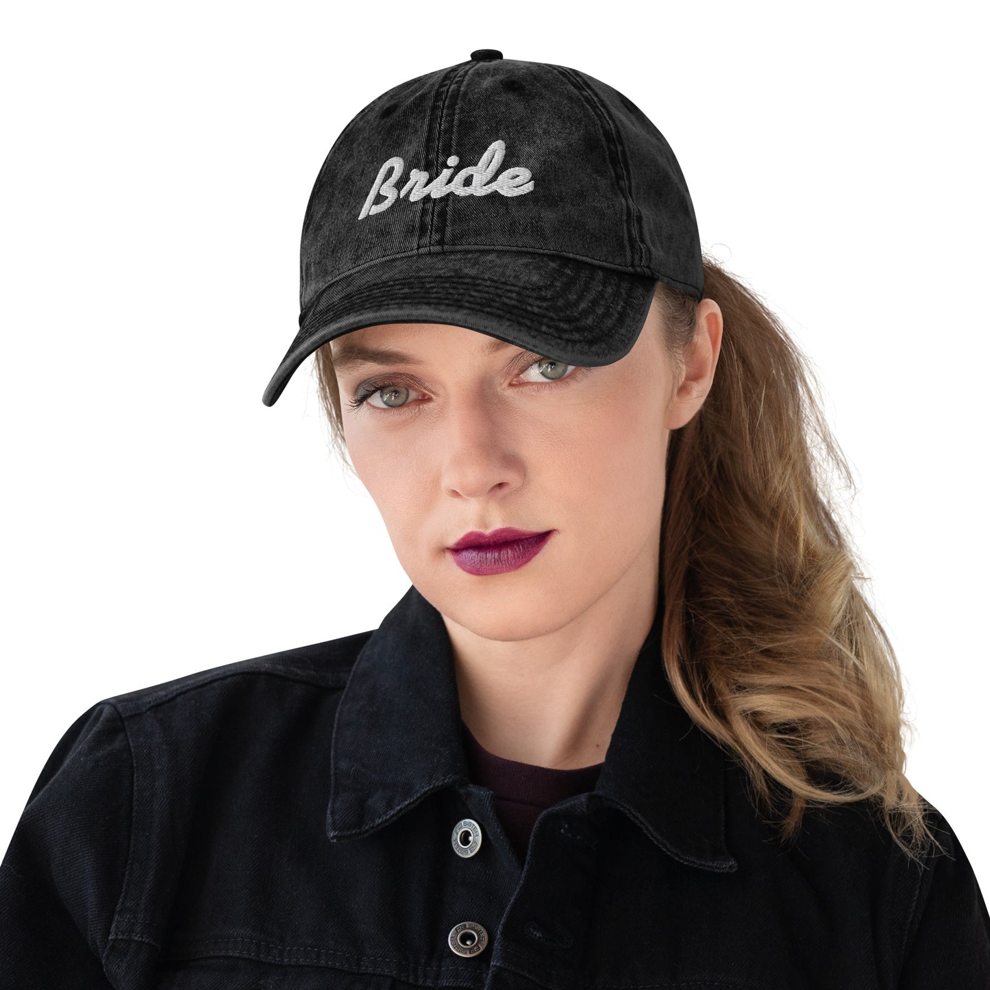 Vintage Cotton Twill Cap bride embroidery