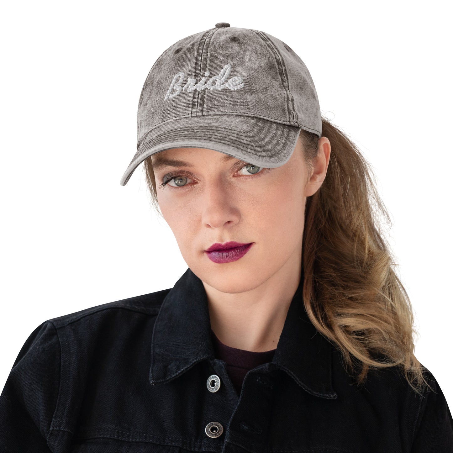 Vintage Cotton Twill Cap bride embroidery