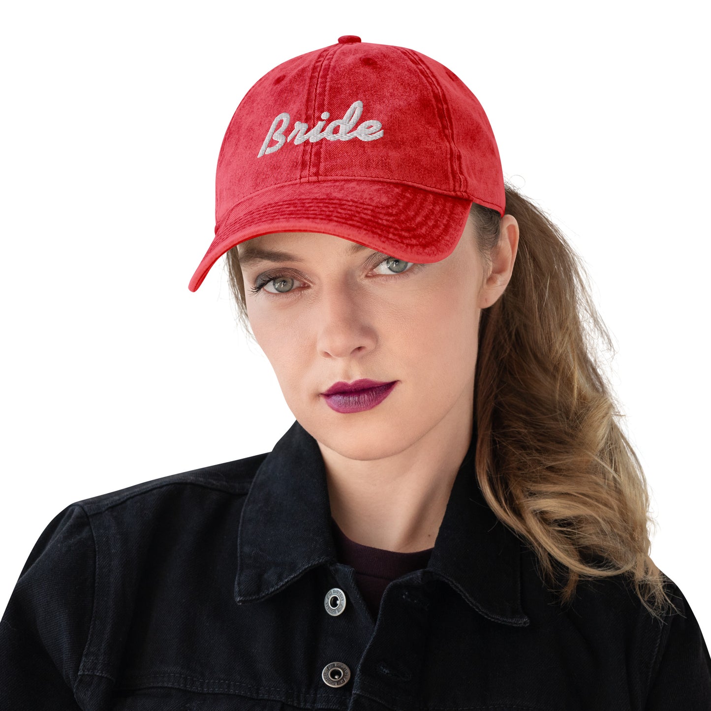 Vintage Cotton Twill Cap bride embroidery
